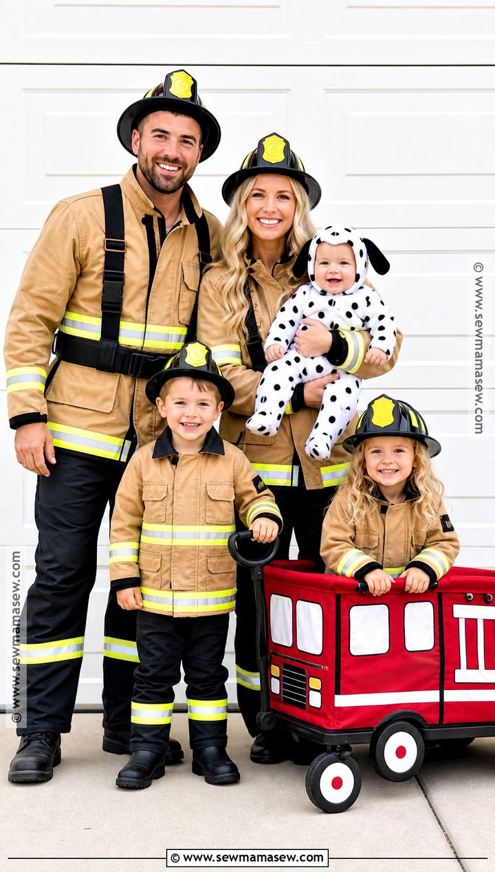 Firefighter Family And Baby Dalmatian Costume - 40 family costumes with for babies