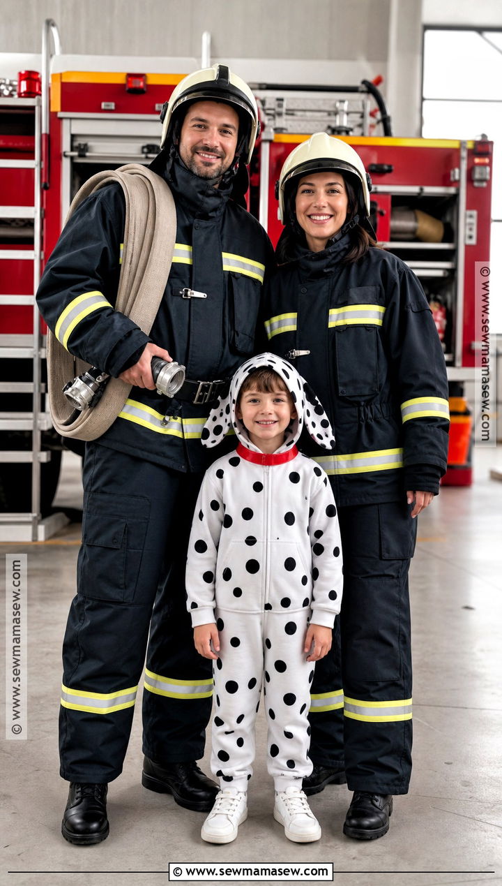 Firefighters And Dalmatian Costume - 45 family of 3 halloween costumes