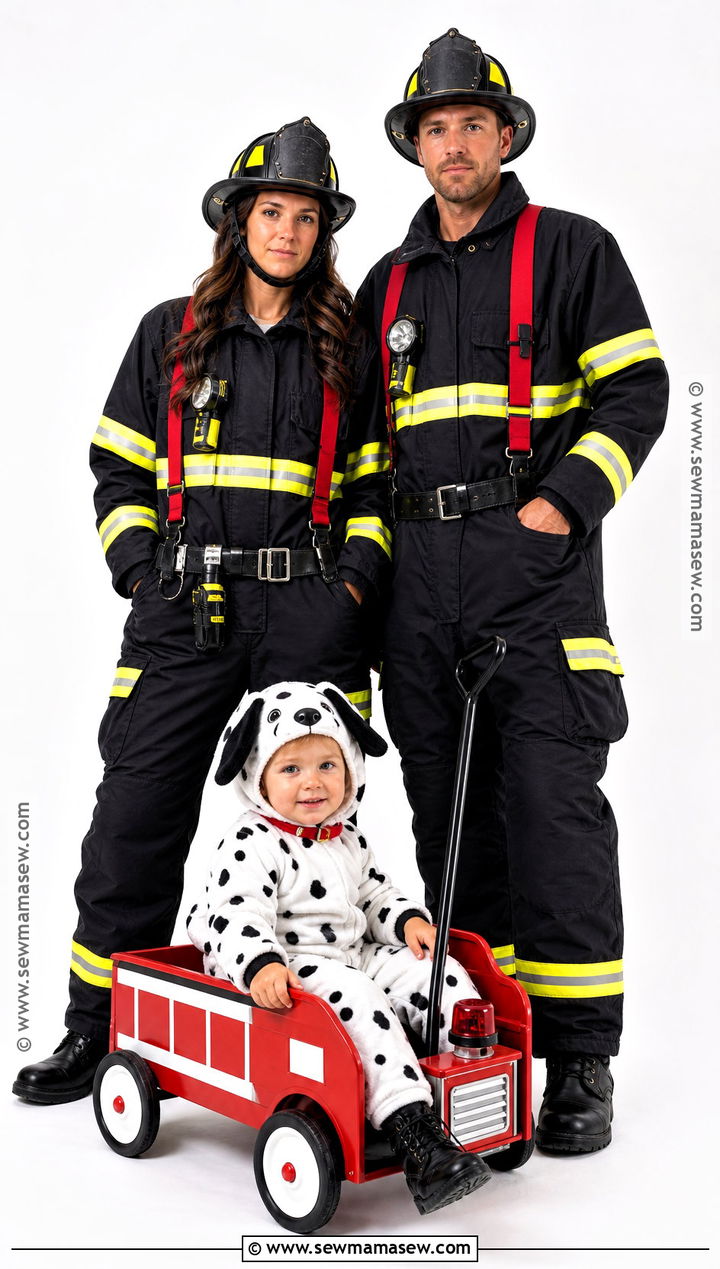 Firefighters And Dalmatian Costume - 30 cute family halloween costumes for 3