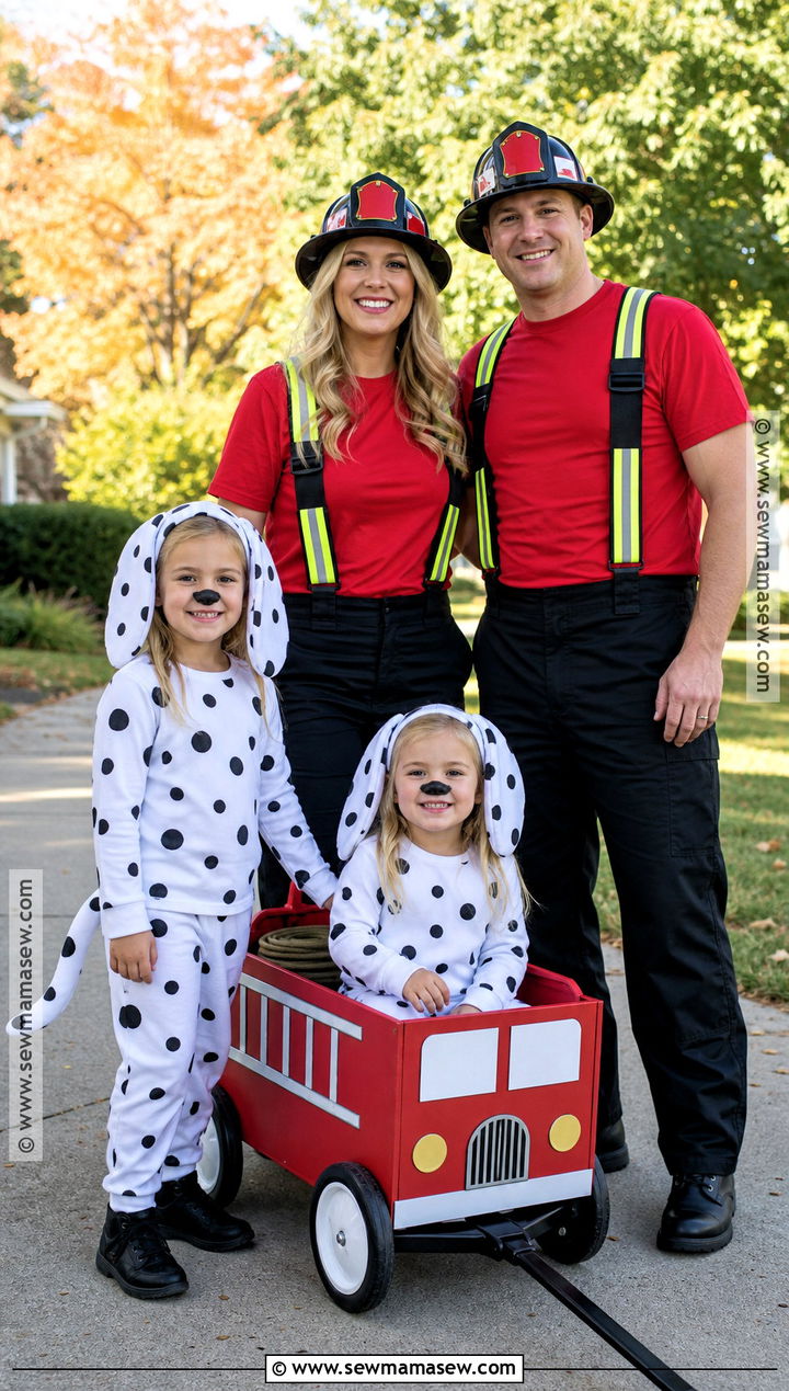 Firefighters And Dalmatians Family Costume - 35 family halloween costume ideas