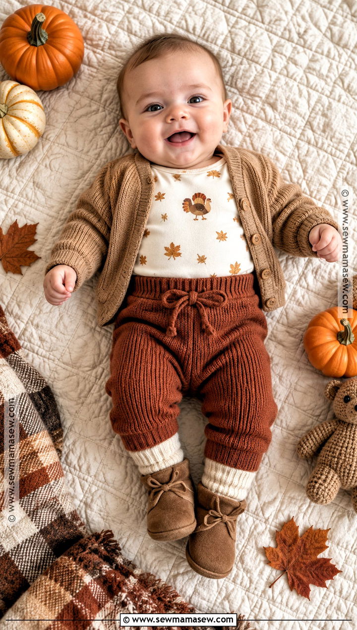 First Thanksgiving Bodysuit And Knit Pants Outfit - 15 3 month thanksgiving outfit ideas