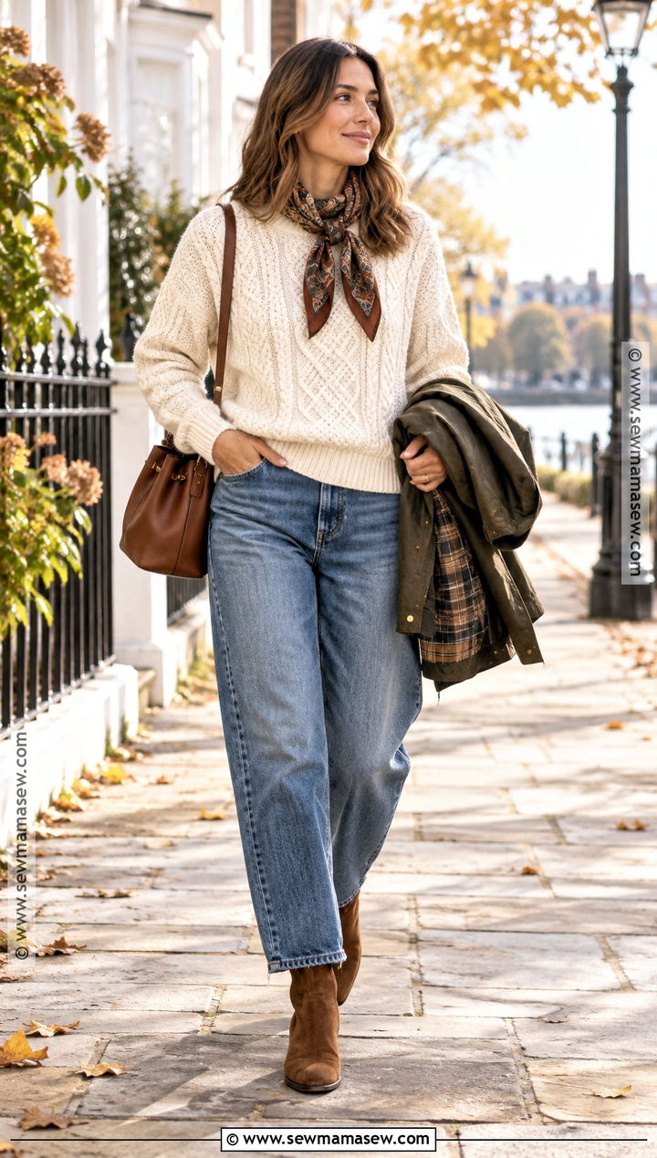 Fisherman Sweater With Barrel Jeans - 20 Autumn Sweaters