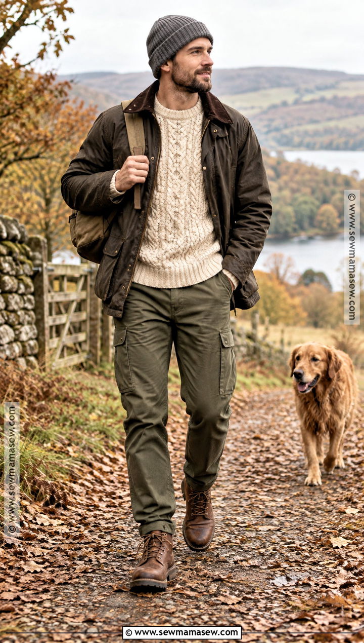 Fisherman Sweater With Cargo Pants And Work Boots - 15 mens fall sweaters outfits
