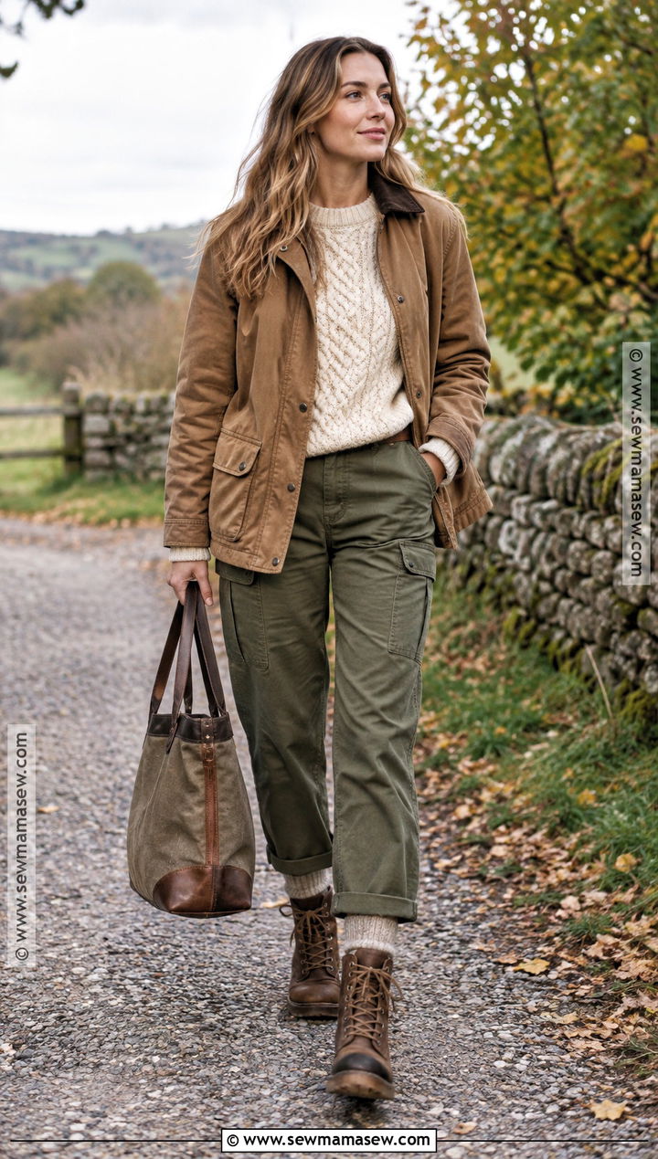 Fisherman Sweater and Utility Pants - 25 sweater weather aesthetic ideas