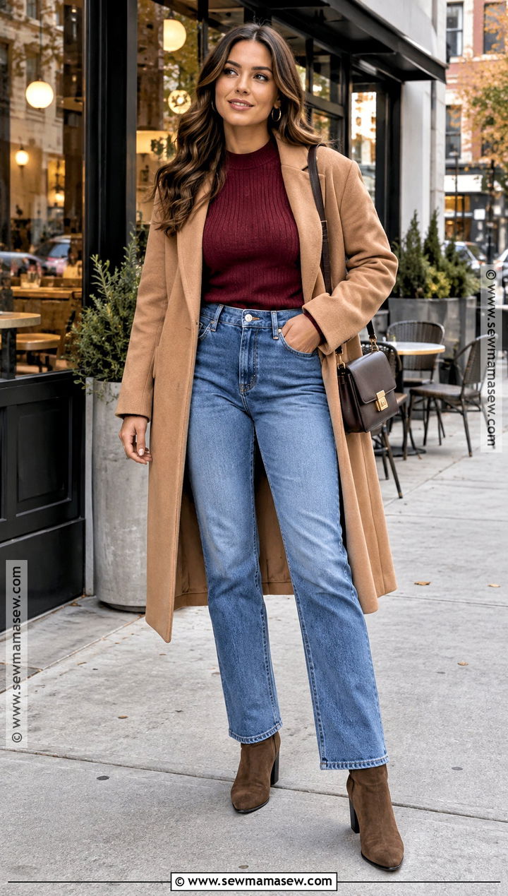 Fitted Sweater And Straight Leg Jeans Fall Date Night Outfit - 15 datenight fall outfits casual