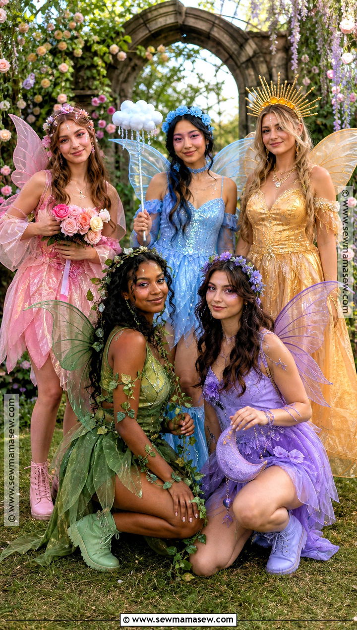 Five Color Fairies Costume - 40 5 Person Halloween Costume Ideas