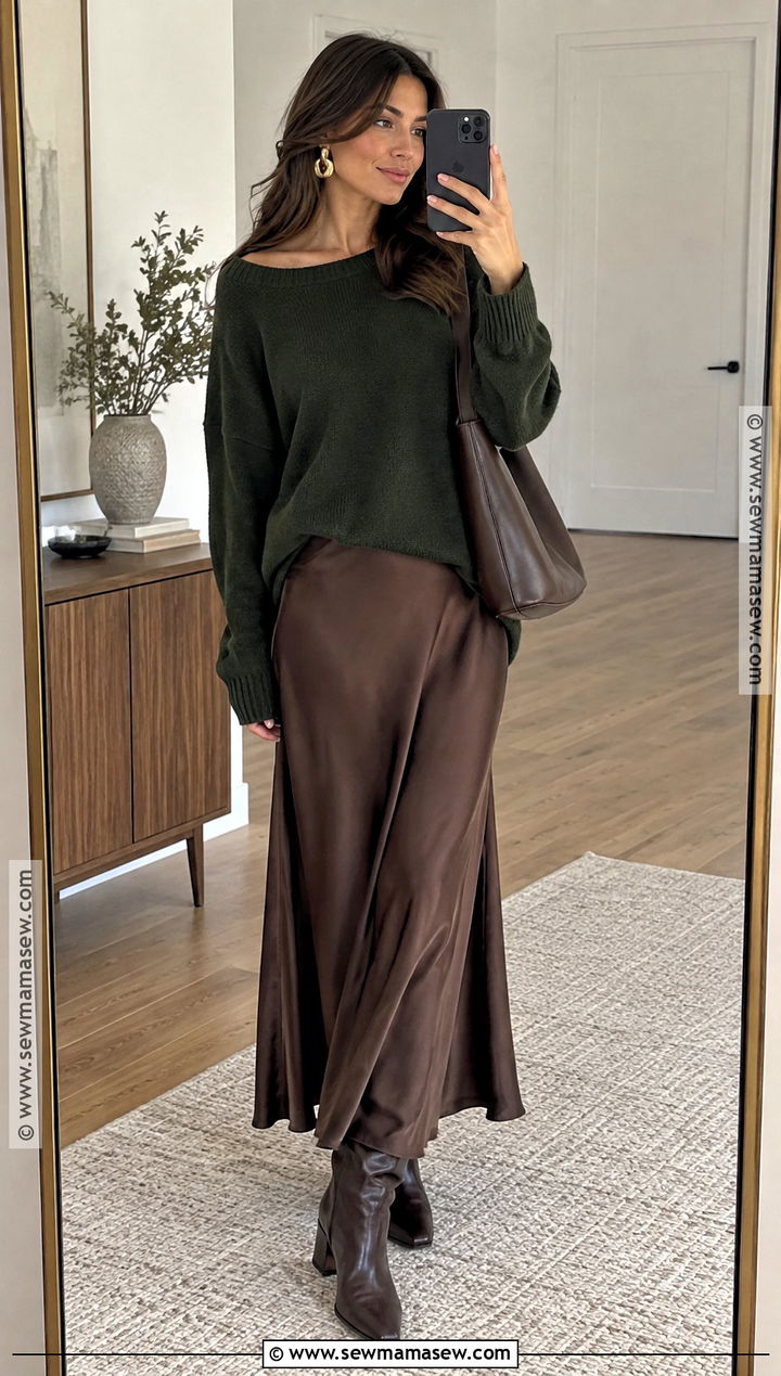 Flamboyant Natural Oversized Sweater And Slip Skirt Outfit - 15 flamboyant natural fall outfits