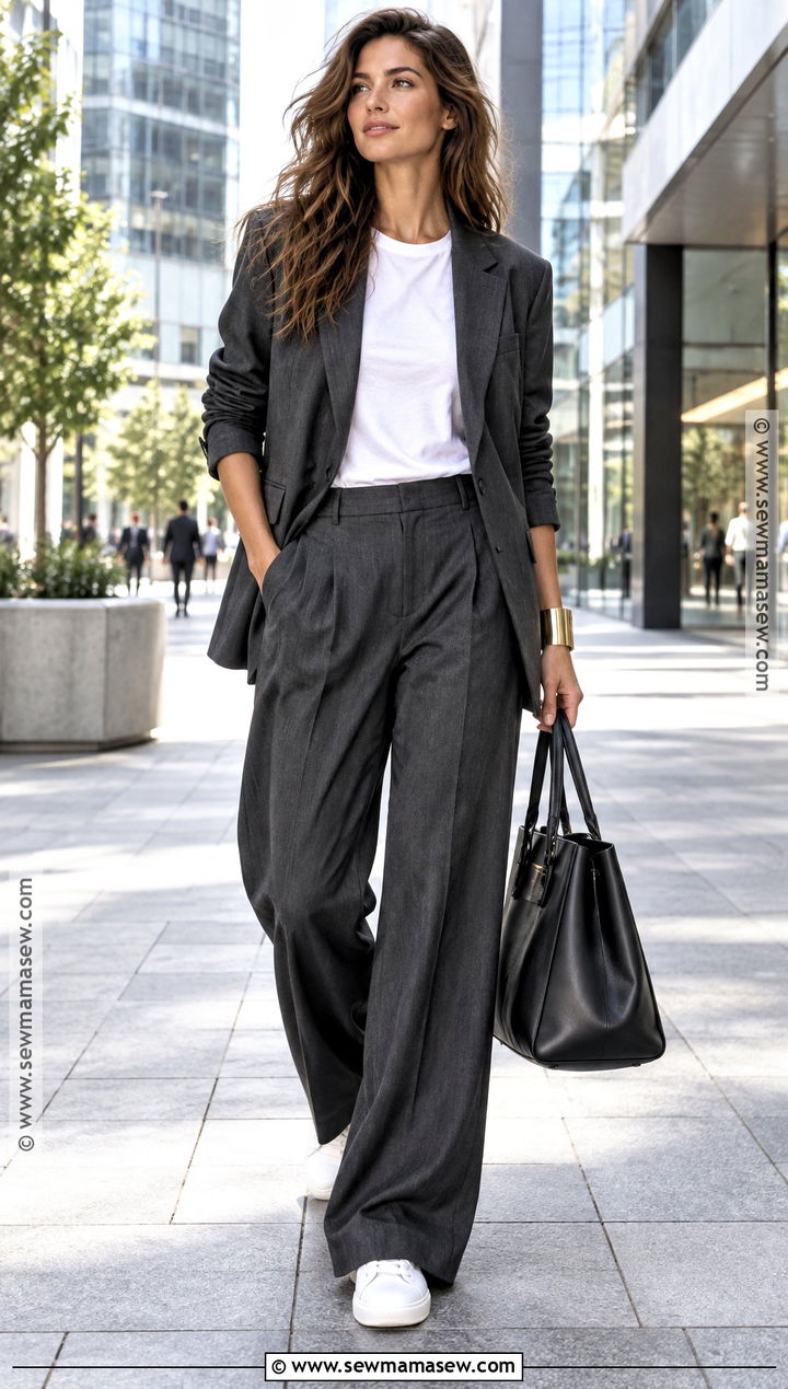 Flamboyant Natural Relaxed Suit And Sneakers Outfit - 15 flamboyant natural fall outfits