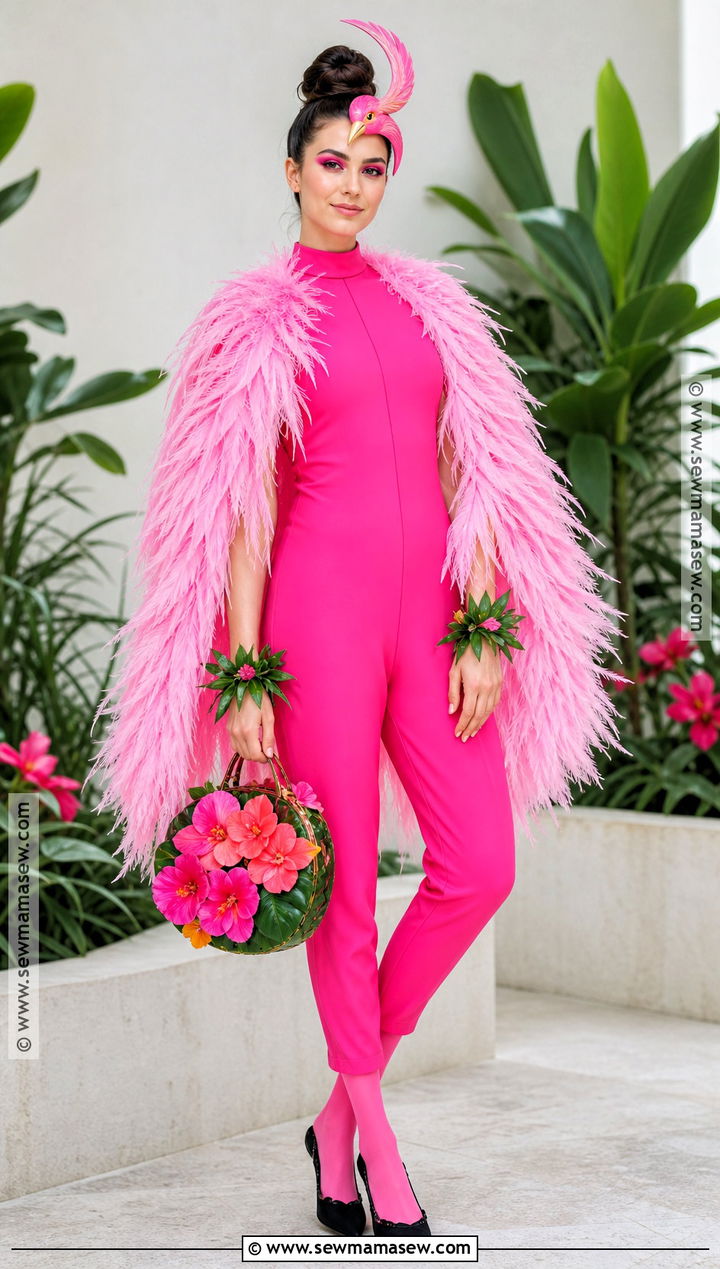 Flamingo Costume With Pink Feather Cape - 50 costume ideas
