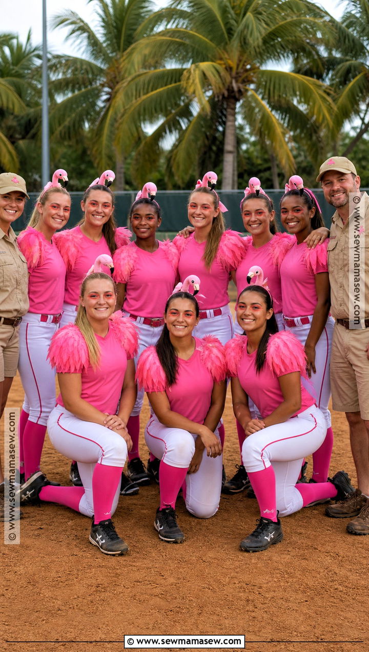 Flamingo Softball Team Costume - 35 softball team halloween costume ideas