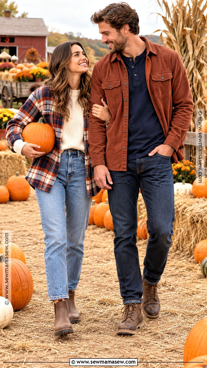 Flannel And Boots Pumpkin Patch Couple Outfit - 20 autumn couple outfit ideas