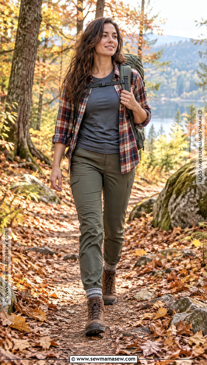 Flannel And Hiking Pants Outfit - 20 Hiking Outfit Autumn Ideas for Women