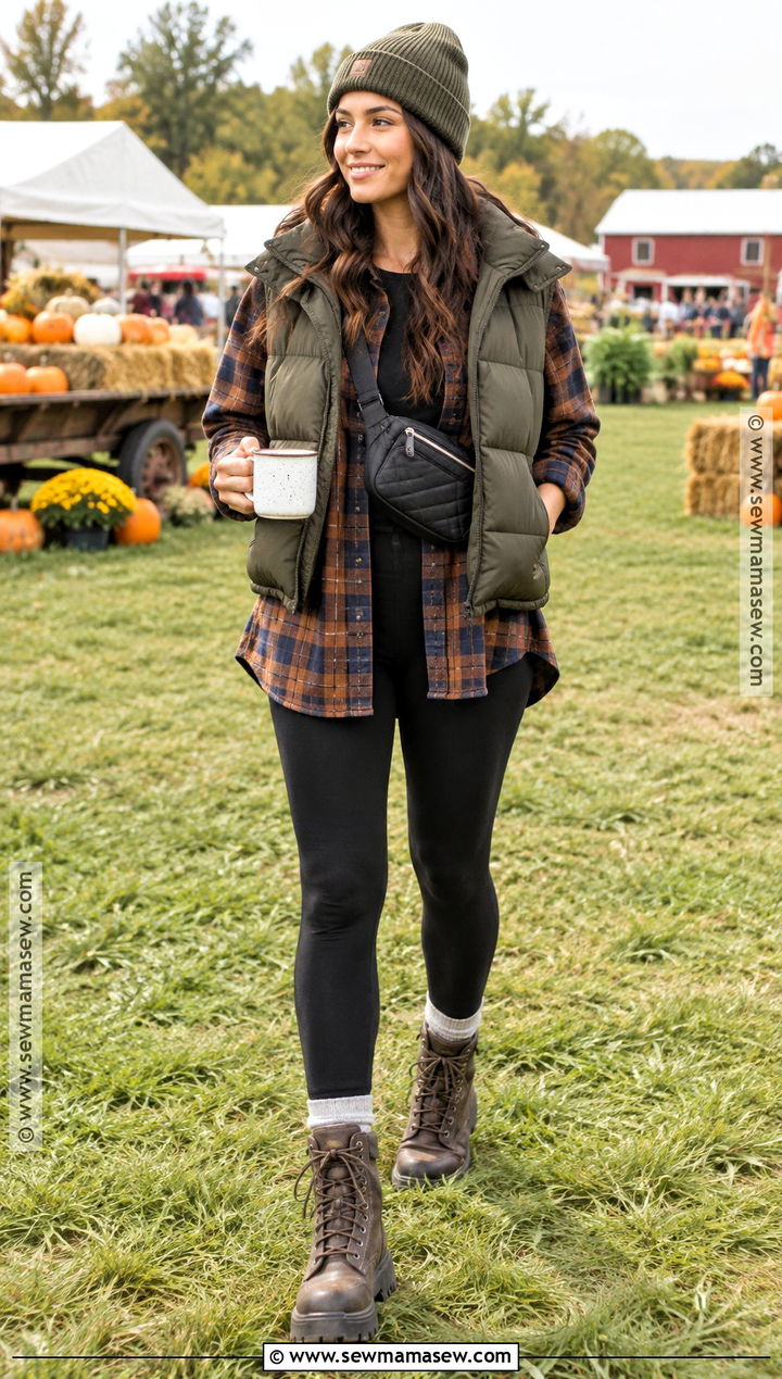 Flannel And Leggings Autumn Festival Outfit - 25 autumn festival outfit ideas