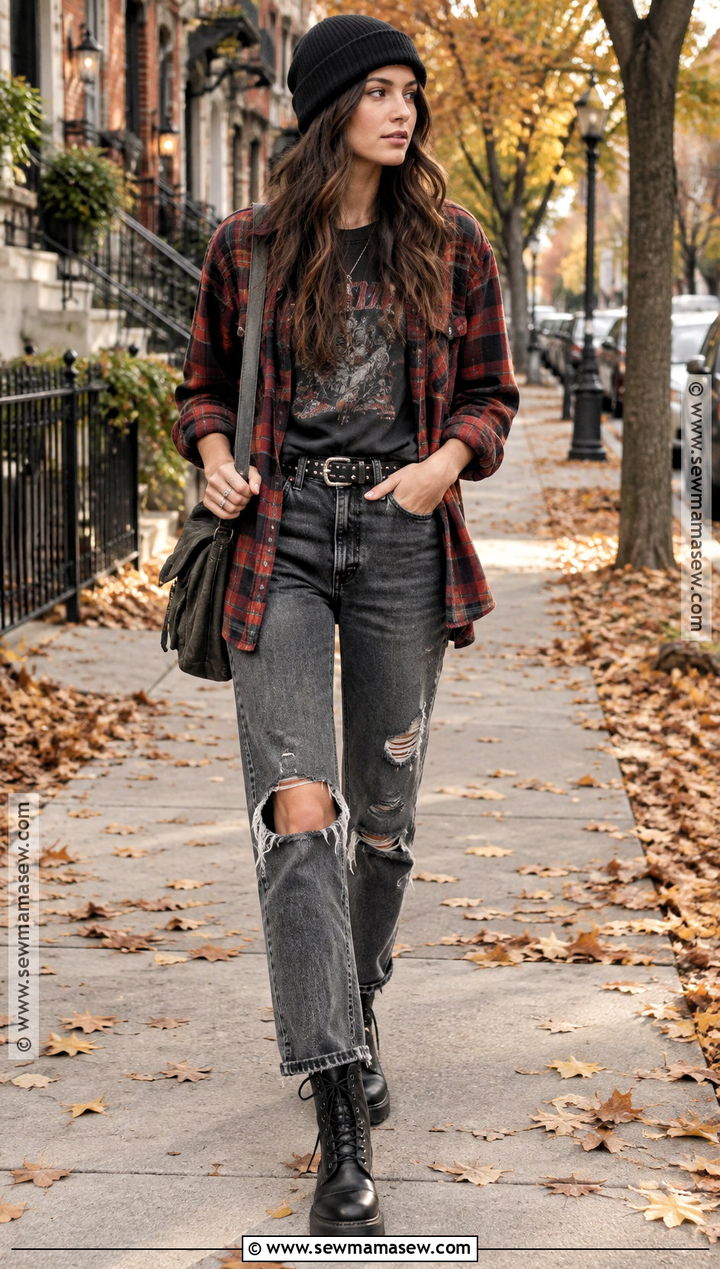 Flannel And Ripped Jeans Grunge Outfit - 25 fall outfits grunge