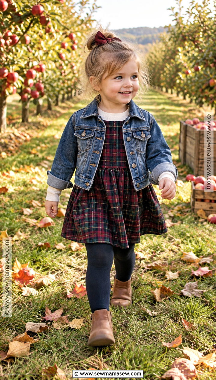 Flannel Dress And Ankle Boots Fall Toddler Outfit - 15 fall themed toddler clothing ideas