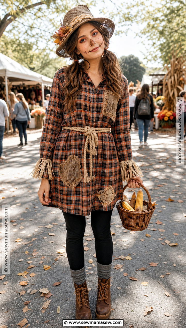 Flannel Dress Scarecrow Costume - 35 Scare Crow Halloween Costume Ideas