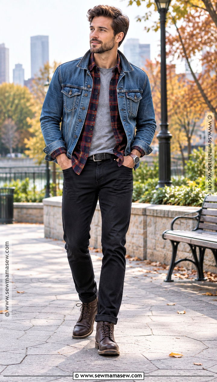 Flannel Outfit With A Denim Jacket - 15 flannel outfits men fall