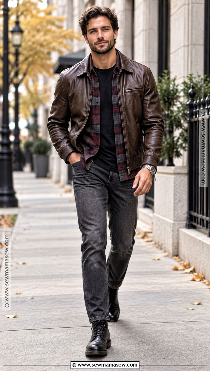 Flannel Outfit With A Leather Jacket - 15 flannel outfits men fall