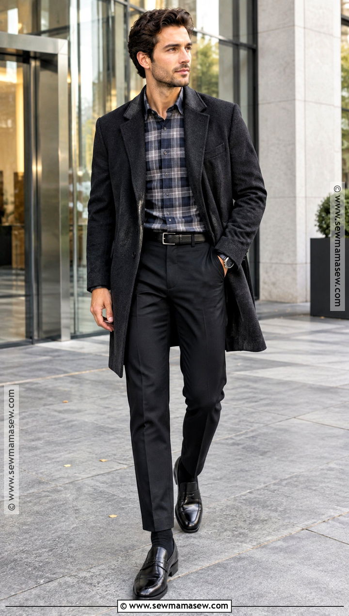 Flannel Outfit With Black Trousers And Loafers - 15 flannel outfits men fall