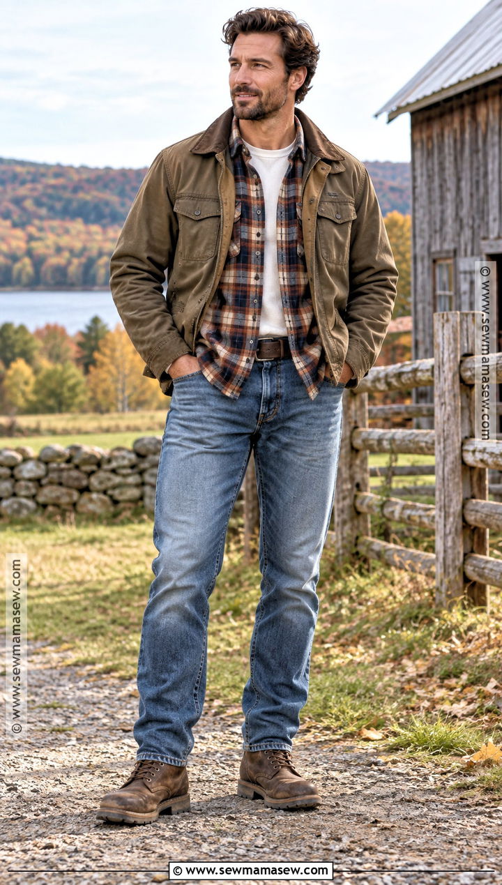 Flannel Outfit With Blue Jeans And Work Boots - 15 flannel outfits men fall