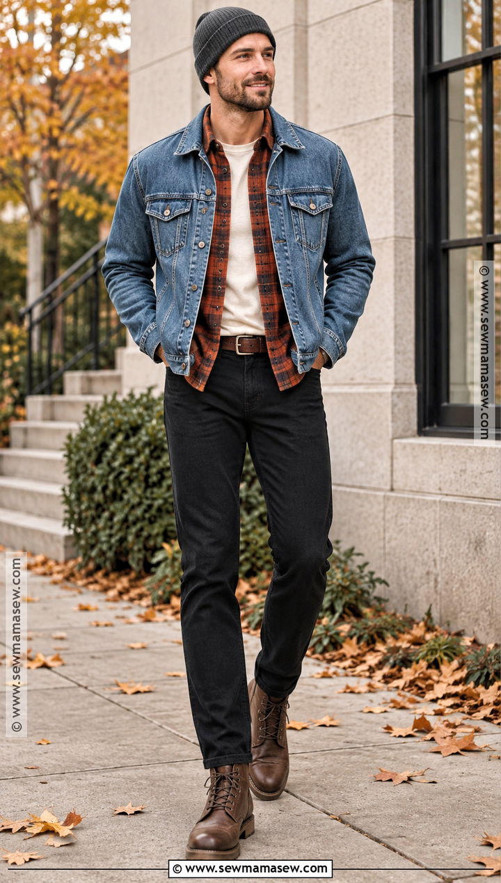 Flannel Outfit With Denim Jacket - 15 guys fall outfits flannel