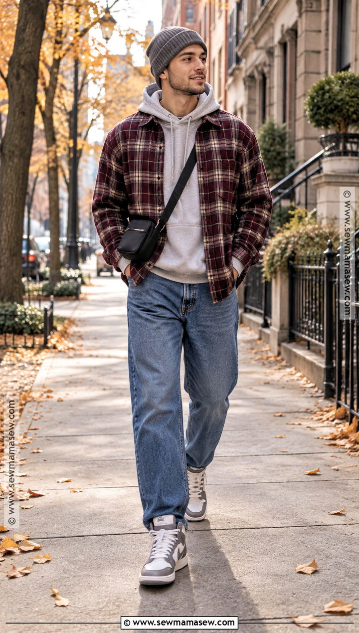 Flannel Outfit With Hoodie And Baggy Jeans - 15 guys fall outfits flannel
