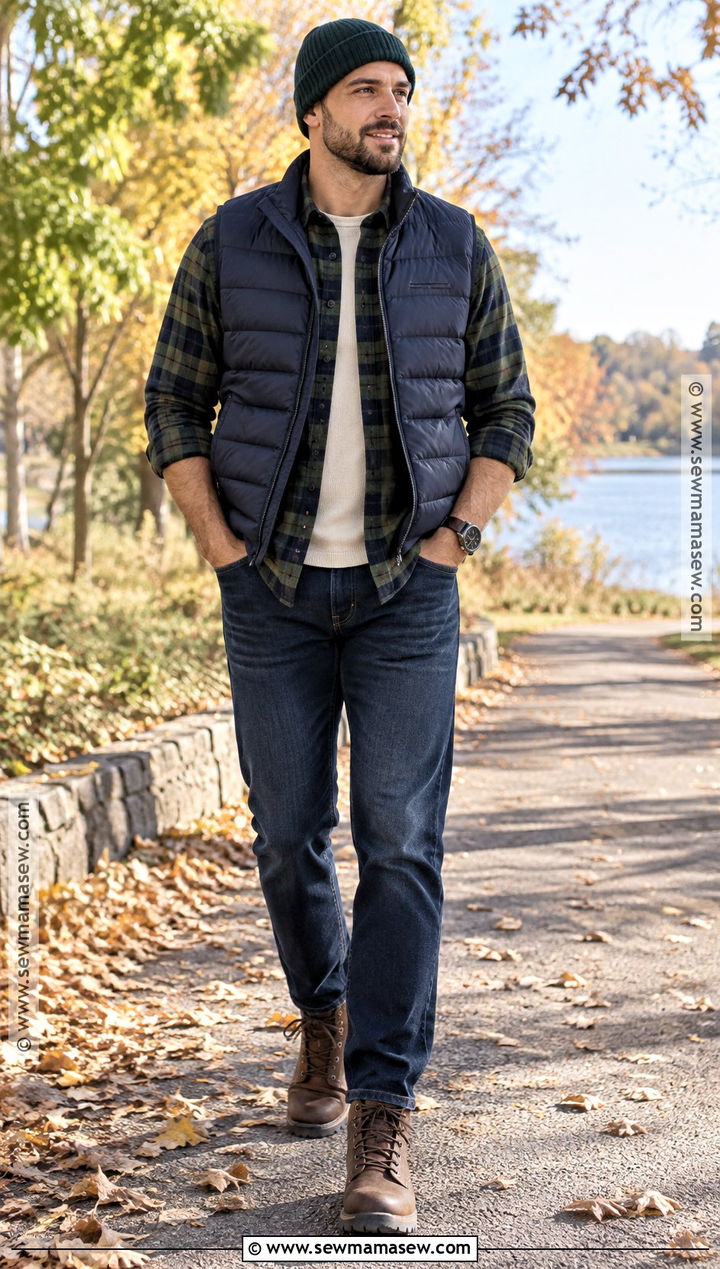 Flannel Outfit With Puffer Vest - 15 guys fall outfits flannel