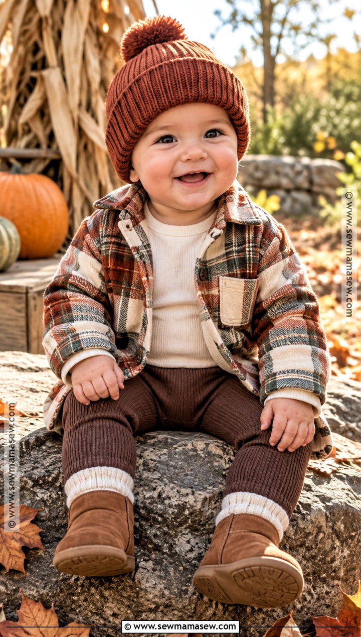 Flannel Overshirt And Leggings Fall Baby Outfit - 15 Cozy Fall Baby Outfits