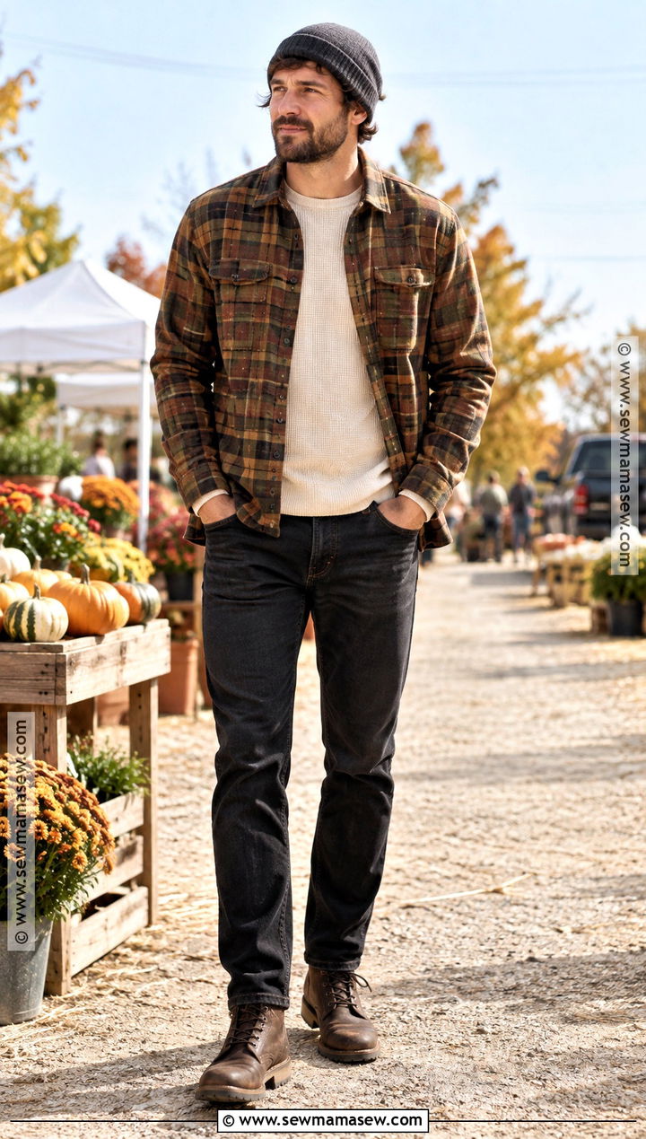 Flannel Overshirt Fall Outfit - 25 fall fashion ideas for men