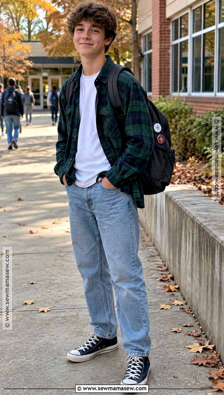 Flannel Shirt And Baggy Jeans Outfit - 20 middle school back to school outfits