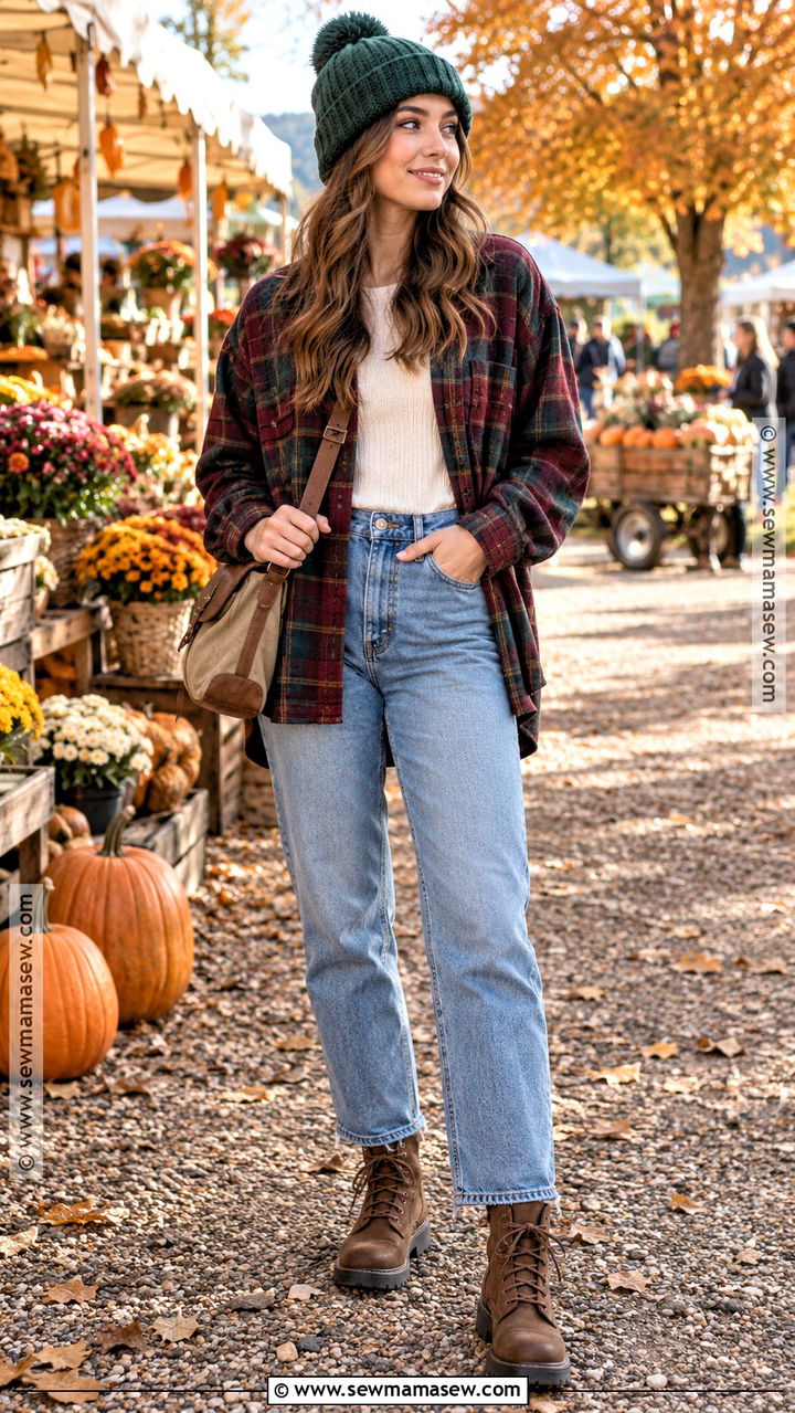 Flannel Shirt And Beanie Outfit - 20 fall beanie outfit ideas