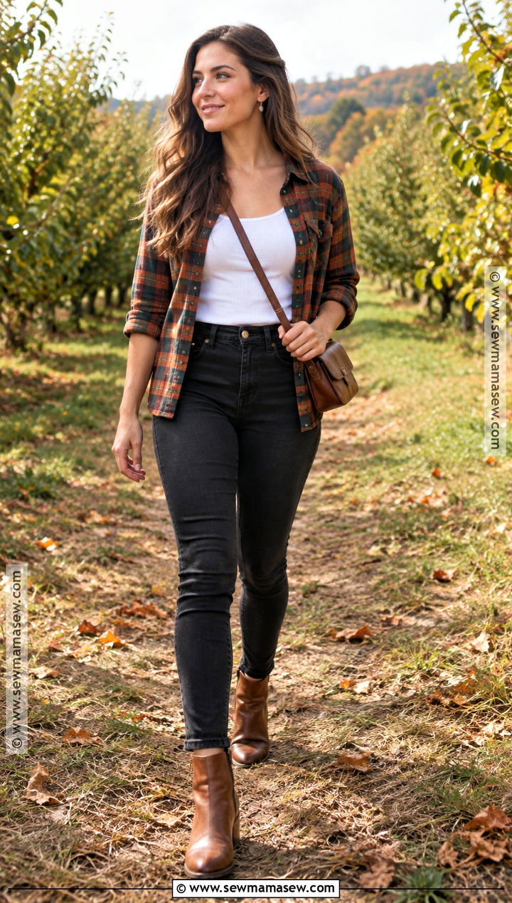 Flannel Shirt And Black Jeans Fall Outfit - 15 Fall Outfit Instagram Pictures Ideas