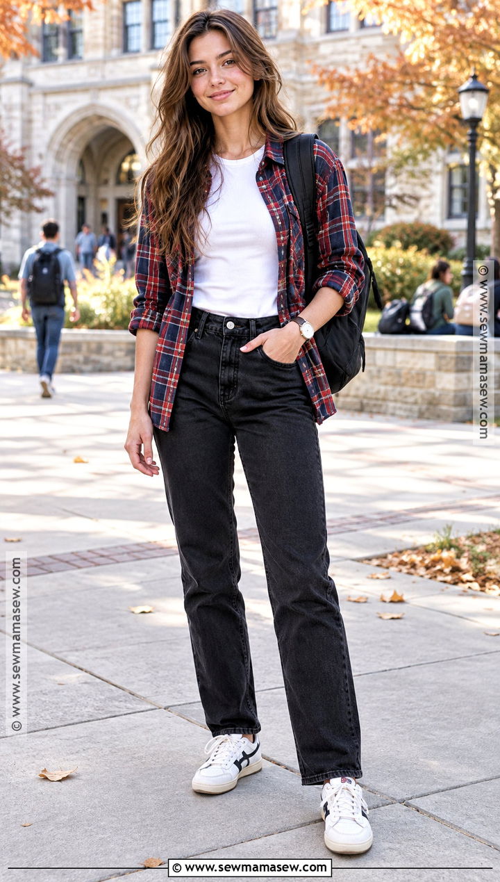 Flannel Shirt And Black Jeans Outfit - 15 fall outfits 2026 school