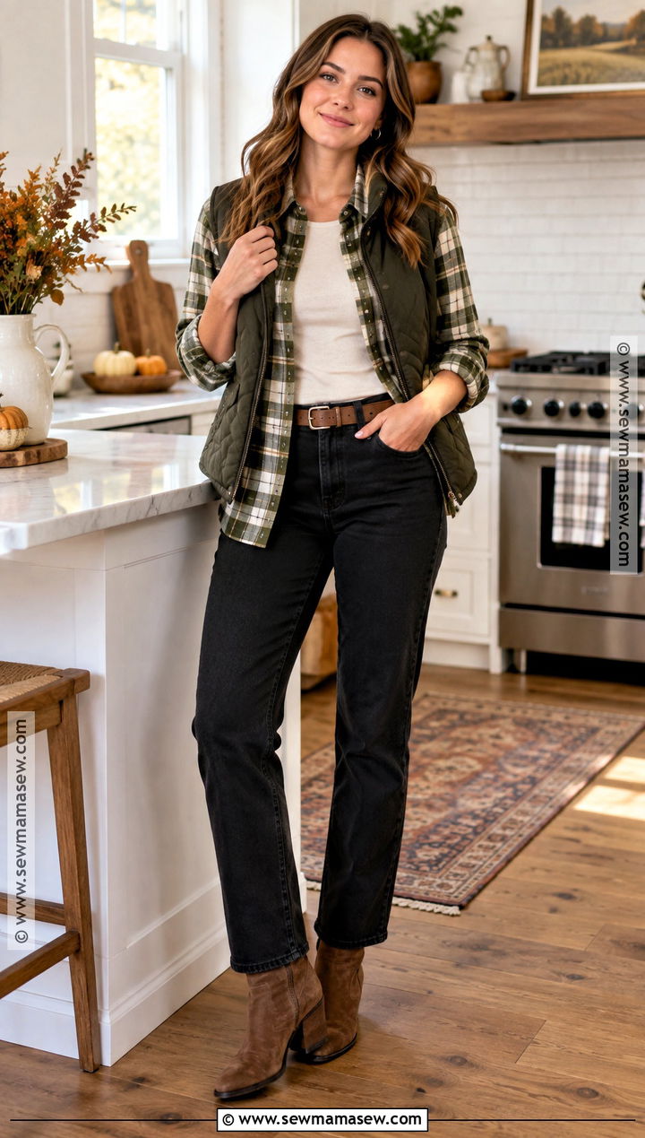 Flannel Shirt And Black Jeans Thanksgiving Outfit - 20 Thanksgiving Inspo Outfits