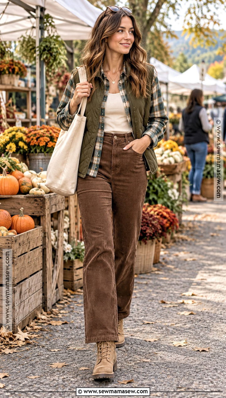 Flannel Shirt And Corduroy Pants Autumn Outfit - 15 Cozy Autumn Clothes