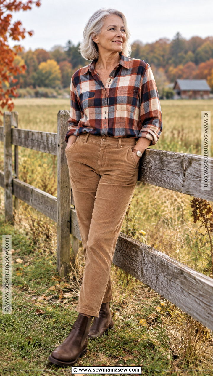 Flannel Shirt And Corduroy Pants Fall Senior Picture Outfit - 25 senior pictures outfits fall