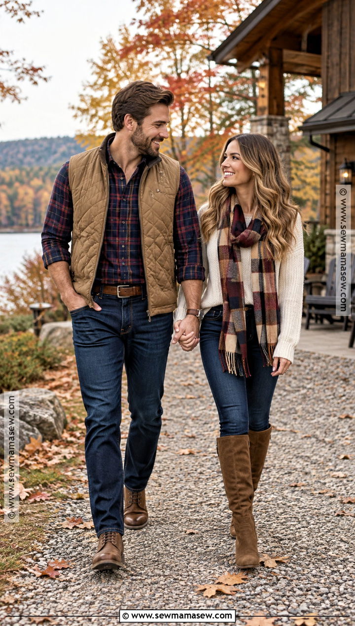 Flannel Shirt And Dark Denim Engagement Outfit - 15 engagement photos men outfit fall ideas