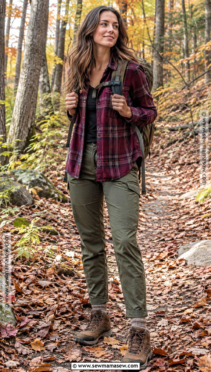 Flannel Shirt And Hiking Pants Fall Hiking Outfit - 25 hiking outfit fall ideas