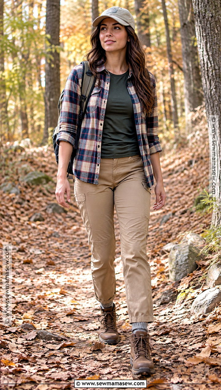 Flannel Shirt And Hiking Pants Outfit - 25 fall hiking outfits