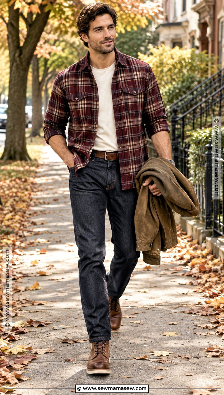 Flannel Shirt And Jeans Autumn Outfit - 25 autumn style ideas for men