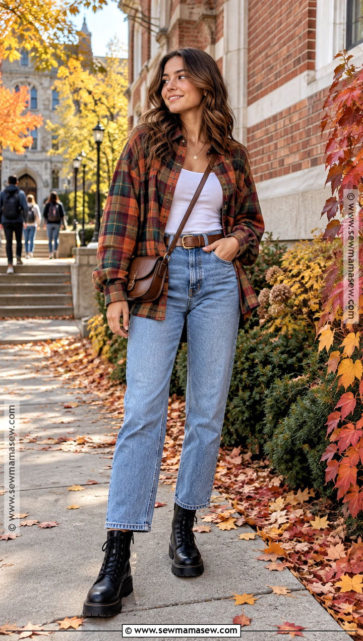 Flannel Shirt And Jeans College Outfit - 15 fall 2026 outfits college