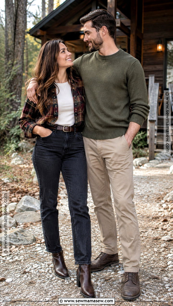 Flannel Shirt And Jeans Fall Engagement Photo Outfit - 25 fall engagement photos outfits