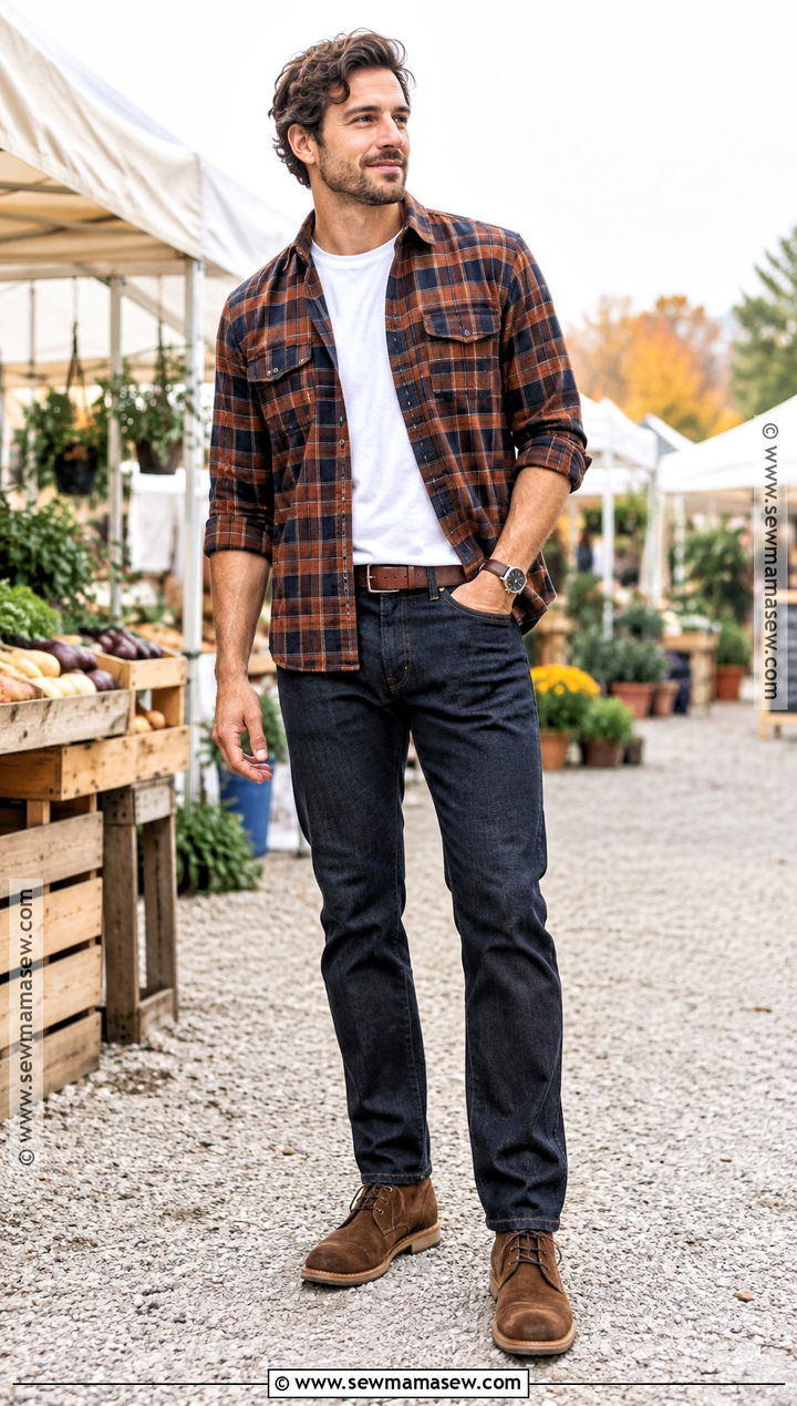 Flannel Shirt And Jeans Fall Outfit - 20 men casual fall outfits
