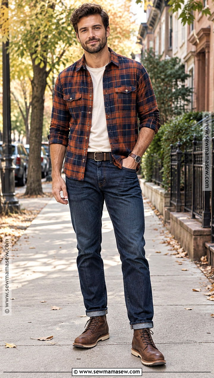 Flannel Shirt And Jeans Fall Outfit - 25 Fall Mens Outfits