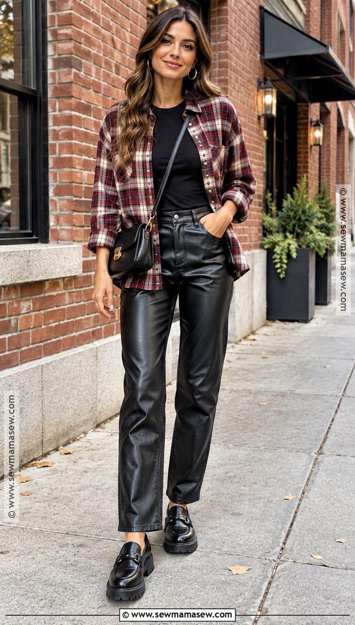 Flannel Shirt And Leather Pants Fall Outfit - 15 fall 2026 outfit ideas