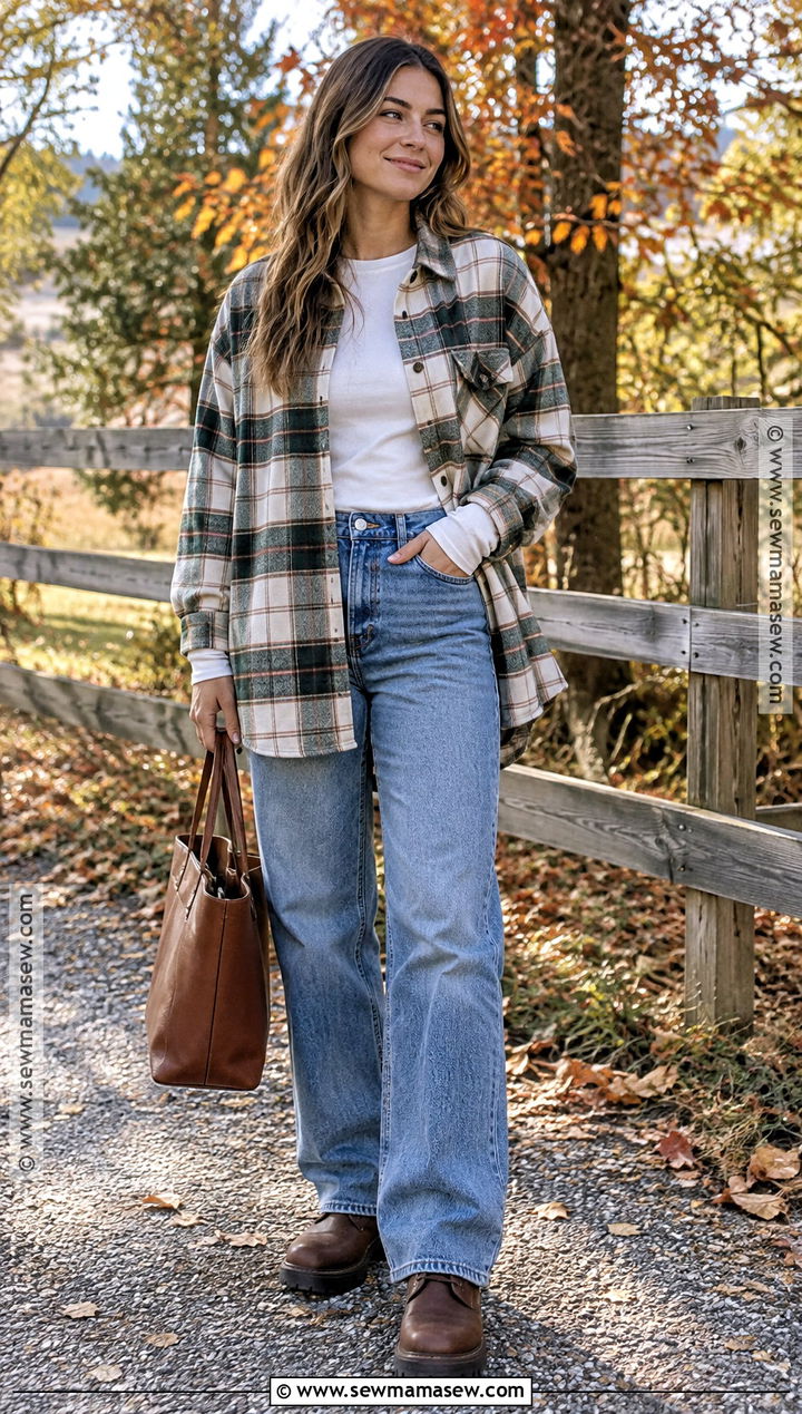 Flannel Shirt And Relaxed Jeans Fall Fit - 25 comfy fall fits