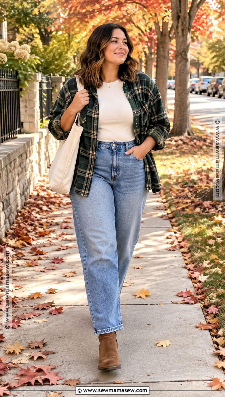 Flannel Shirt And Relaxed Jeans Fall Outfit - 15 Comfy Outfits Fall Lazy Days