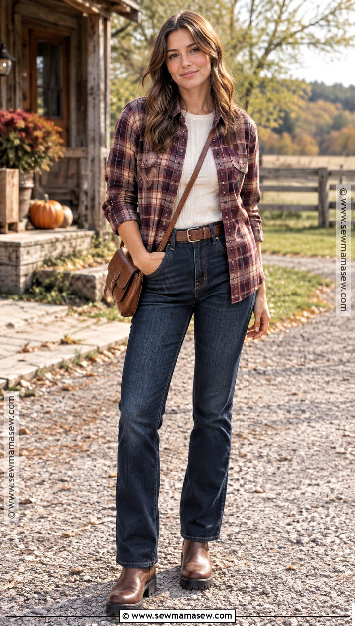 Flannel Shirt And Straight Jeans Outfit - 25 capsule wardrobe 2026 fallwinter ideas