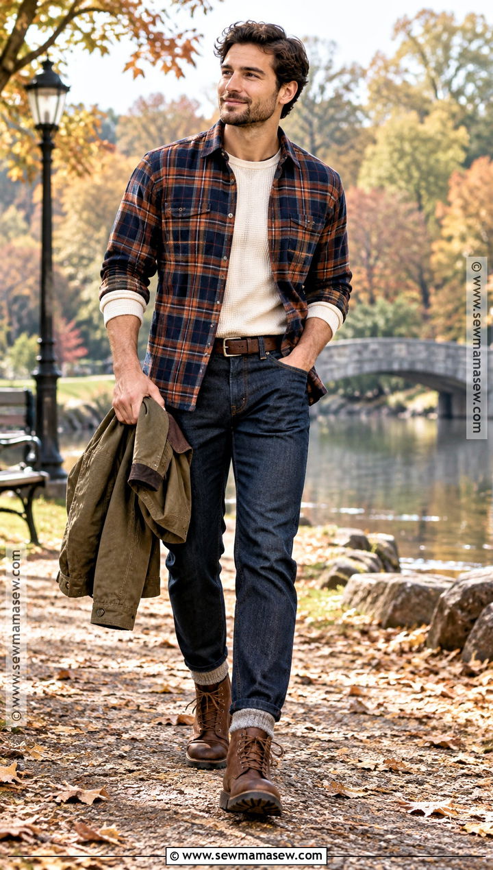 Flannel Shirt And Work Boots Fall Outfit - 15 fall outfits 2026 for men