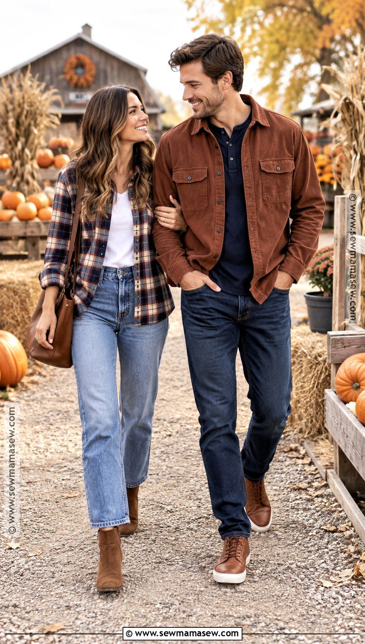 Flannel Shirt Couple Fall Outfit - 20 cute couple fall outfits